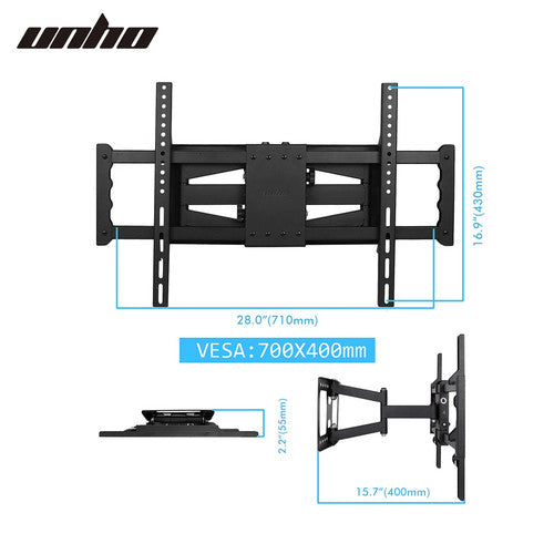 unho U-7212-GJ Full Motion TV Wall Bracket Tilt Swivel Mount 30-85inch LED LCD
