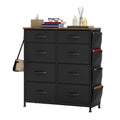 Chest of Drawers 8 Fabric Drawers Dresser Metal Frame Wood Top Bedroom UK - Black