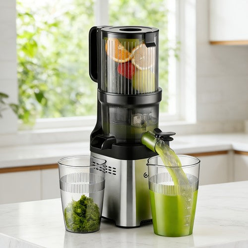 Cold Press Slow Juicer 110mm Wide Feed Chute Dual Filter Easy Clean 220-240V UK