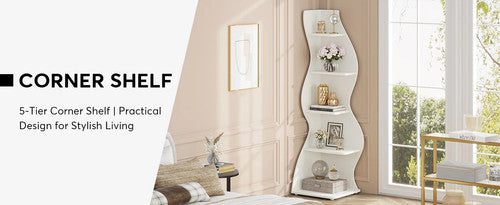 Tribesigns 5-Tier Corner Bookshelf Modern Industrial Designer Storage Display UK