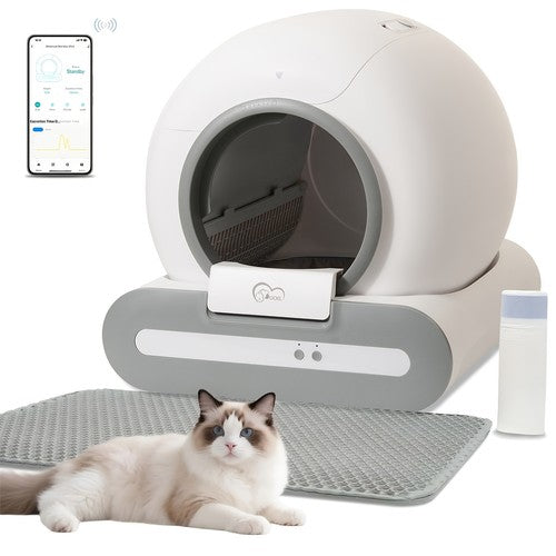 Self-Cleaning Cat Litter Box Automatic 65L App Control WiFi + Mat & Bags UK