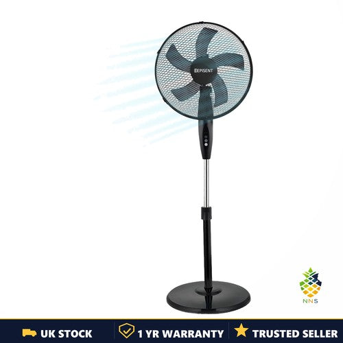 16" Pedestal Fan Black 3 Speed Oscillating Tilt Adjustable Standing Cooling UK