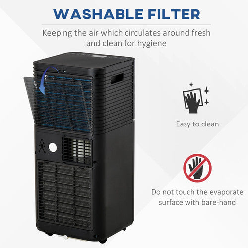 HOMCOM 7000BTU Portable Air Conditioner Cool 4 Modes LED Display Timer Black UK