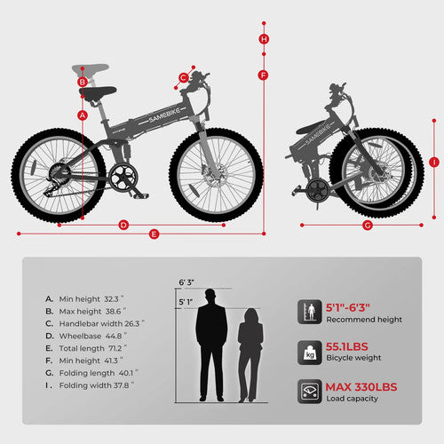 SAMEBIKE LO26-II Electric Bike 26 Inch 48V 14Ah Long Range Folding electric bike