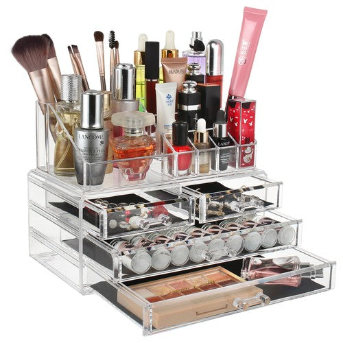 Cosmetic Storage Box Desktop Makeup Skincare Organiser Large Dustproof Clear UK