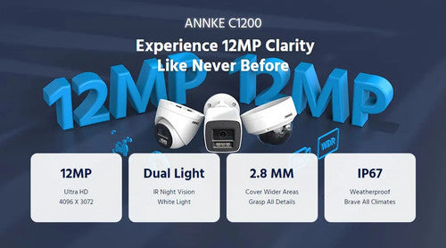 ANNKE C1200 12MP Dual Light Network Camera IP67 Waterproof CCTV Security UK