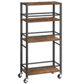 4-Tier Rolling Service Cart Utility Trolley with Rails Brakes Kitchen Dining UK