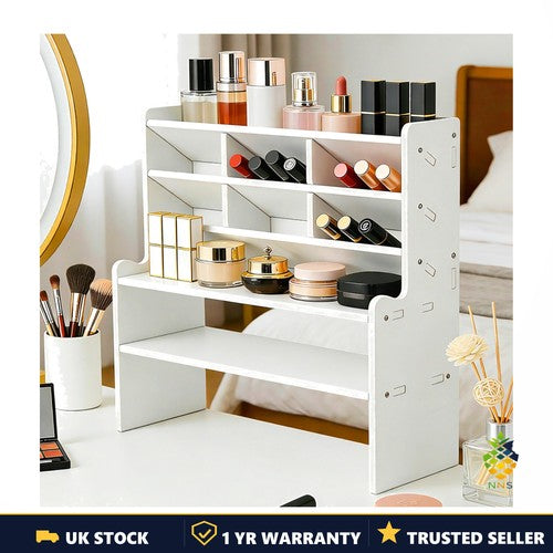 White Desktop Organiser Multi-Compartment Storage Rack Office Stationery Home UK