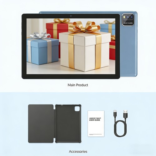 10in Tablet Android 12GB 64GB 1TB Expand 6000mAh 2MP+8MP WiFi 2-in-1 Tablet UK