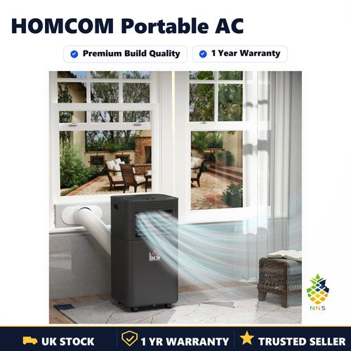 HOMCOM 7000BTU Portable Air Conditioner Cool 4 Modes LED Display Timer Black UK