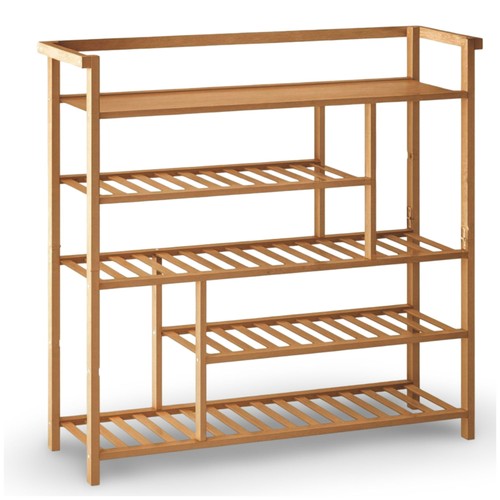 5-Tier Bamboo Shoe Rack Storage Organiser Space-Saving Hallway Bedroom UK