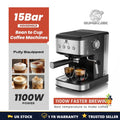SUPERLEX Italian Style Coffee Machine 1.5L 1100W Milk Frother Latte Cappuccino