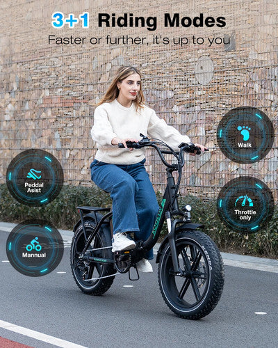KOOLUX KL6S Electric Bike 250W 48V 15.6Ah Folding Fat Tire 20" City Cruiser UK