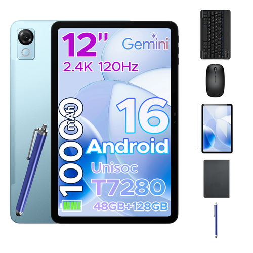 NNS P12 12in Android Tablet 8GB 128GB 5G 120Hz 2.4K 10000mAh + Keyboard UK