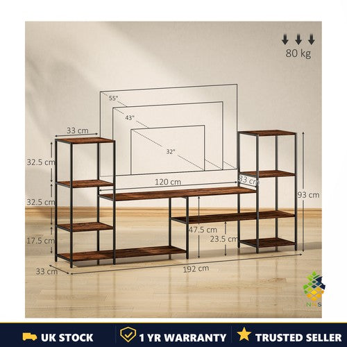 Industrial Modern TV Stand for TVs up to 55in Metal Frame Wood Media Console UK