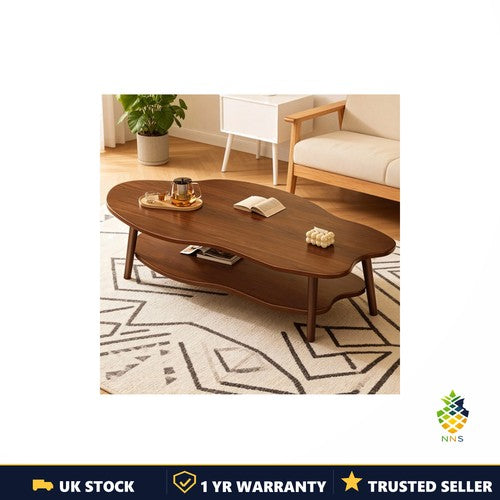 2-Tier Cloud Shape Coffee Table Modern Storage Side Table 60x60x42cm White UK