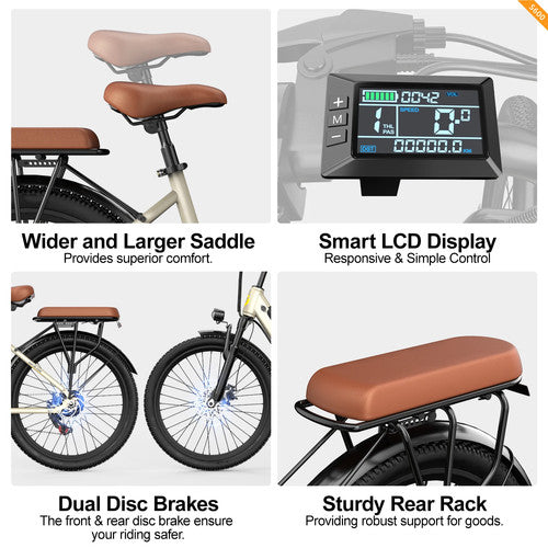 Aairsk S600 Electric Bike 250W 36V 13Ah 26" Step-Through City E-Bike 7-Speed