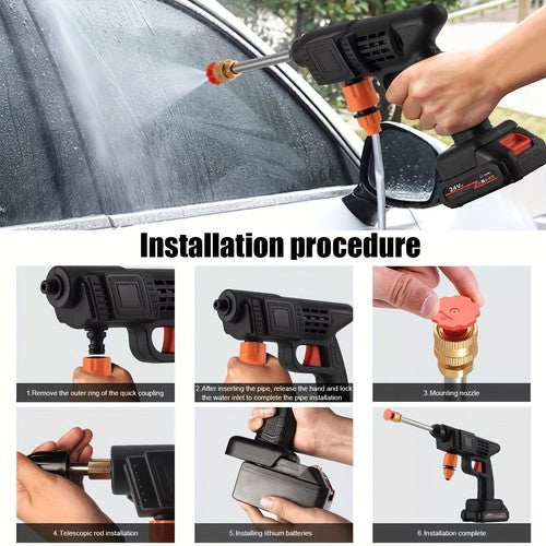 Cordless Pressure Washer 3000PSI 24V 2 Batteries Portable Power Jet Wash Car UK