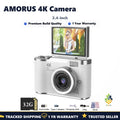 AMORUS 4K Digital Camera 48MP HD CCD Student Camera Anti Shake 180 Flip - Gift