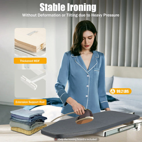 80cm Modern Retractable Ironing Board MDF Steel Durable Modern Hotel and Home UK