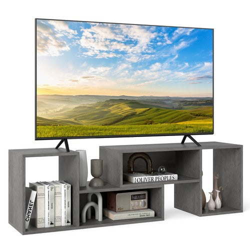 2-Piece Console TV Stand Modern Minimalist Entertainment Centre Grey Living Room