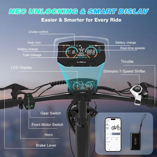 RCB G5 Electric Bike 250W 36V 10.4Ah 27.5in City E-Bike APP NFC 7 Speed Shimano