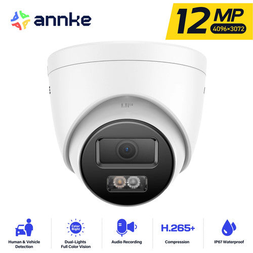 ANNKE C1200 12MP Dual Light Network Camera IP67 Waterproof CCTV Security UK