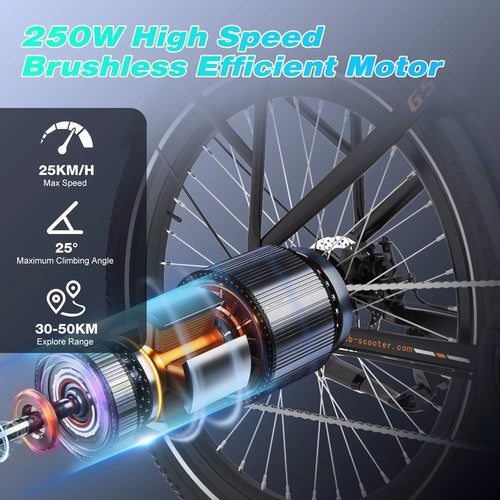 RCB G5 Electric Bike 250W 36V 10.4Ah 27.5in City E-Bike APP NFC 7 Speed Shimano