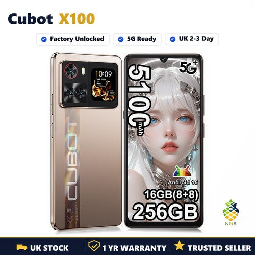 Cubot X100 Android 15 5G Smartphone 6.88 120Hz 16GB 256GB 64MP 5100mAh 33W UK