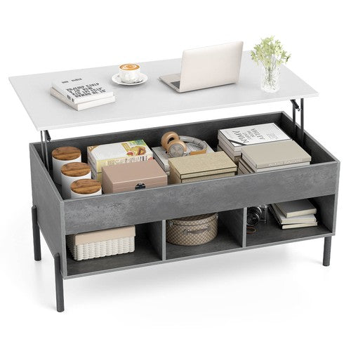 Lift-Up Coffee Table Rectangular Hidden Storage Hydraulic 3 Open Cubes Modern UK