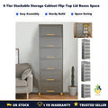 6 Tier Stackable Storage Cabinet Flip-Top Lid Boxes Space Saving Organiser Unit