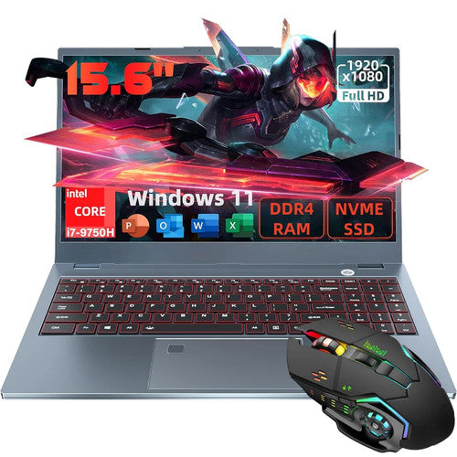 NNS Gaming Laptop 15.6 Intel Core i7/i9 8-32GB RAM 256GB-1TB SSD Backlit UK