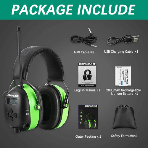 PROHEAR 033 Bluetooth 5.0 Headphones Noise Reduction Rechargeable 2000mAh UK