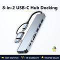 NNS 8-in-2 USB-C Hub Docking Station 4K Audio SD Multi-Port Type-C Adapter PC UK