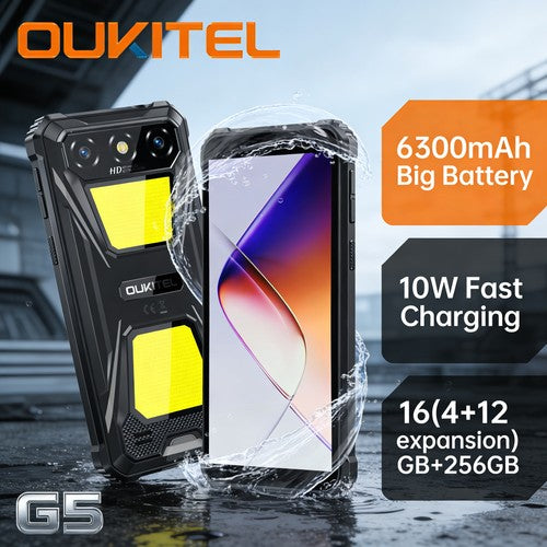 OUKITEL G5 SE Rugged Smartphone 16GB+256GB 6300mAh Android 14 Waterproof 4G UK