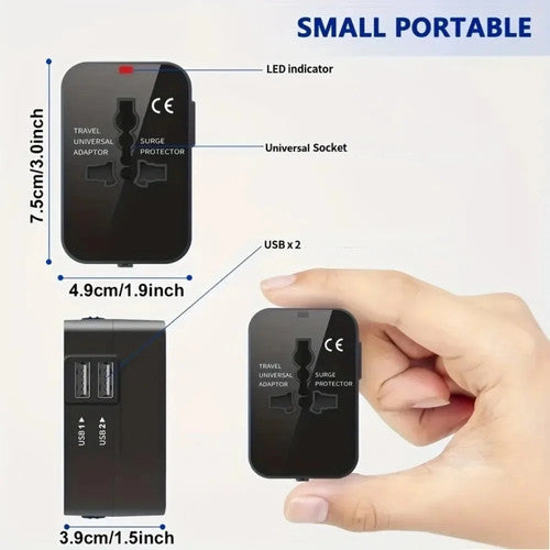 NNS Universal Travel Adapter EU/UK/US/AU Plug Converter USB Charger