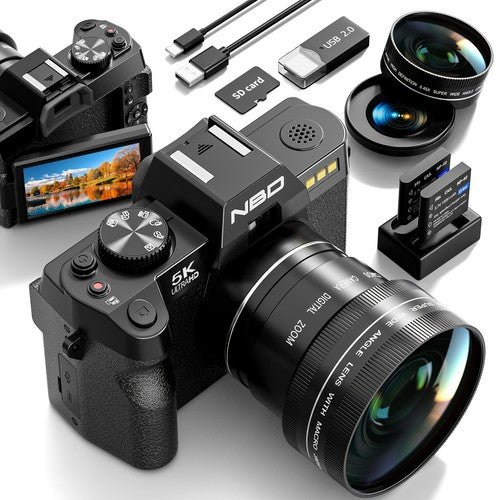 NBD Digital Camera 5K 64MP 16X Zoom WiFi Flip Screen Camcorder Vlogging YouTube