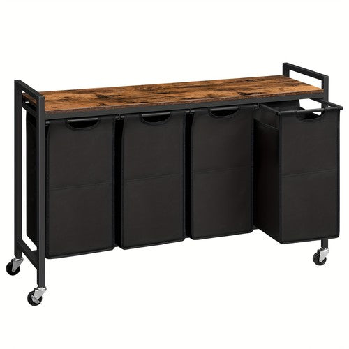 Laundry Basket Storage Cart with 4 Removable Oxford Bags Wheels Rolling Trolley