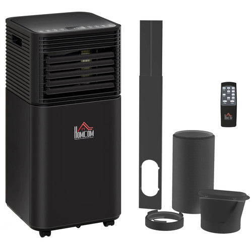 HOMCOM 7000BTU Portable Air Conditioner Cool 4 Modes LED Display Timer Black UK