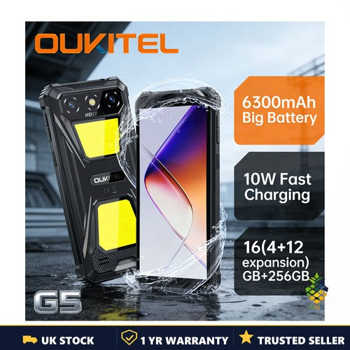 OUKITEL G5 SE Rugged Smartphone 16GB+256GB 6300mAh Android 14 Waterproof 4G UK