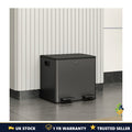 Dual Kitchen Bin 2x15L Stainless Steel Recycling Soft Close Lid Black 30L UK