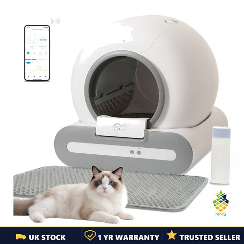 Self-Cleaning Cat Litter Box Automatic 65L App Control WiFi + Mat & Bags UK
