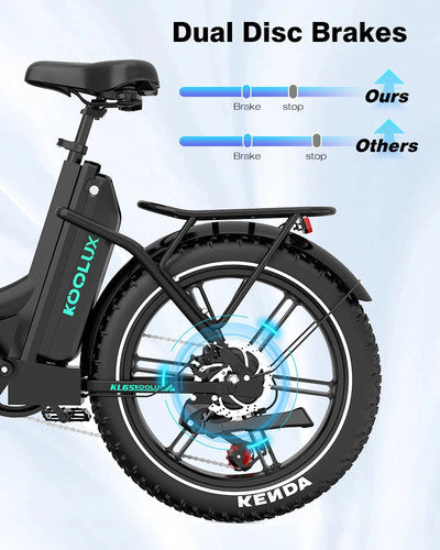 KOOLUX KL6S Electric Bike 250W 48V 15.6Ah Folding Fat Tire 20" City Cruiser UK