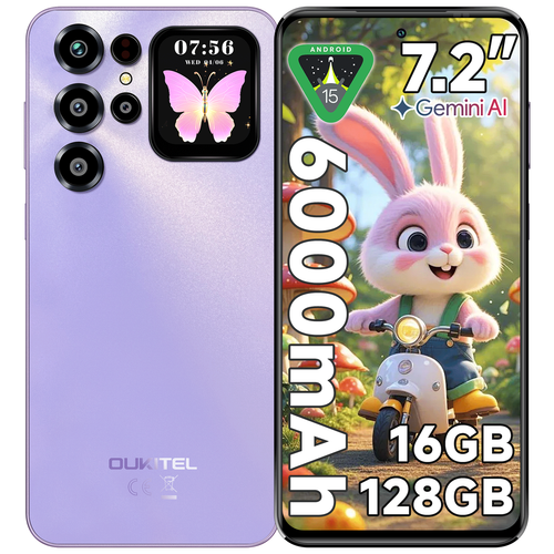 OUKITEL C68 Plus Smartphone 16GB+128GB 7.2" 64MP 6000mAh Android 15 Dual SIM UK