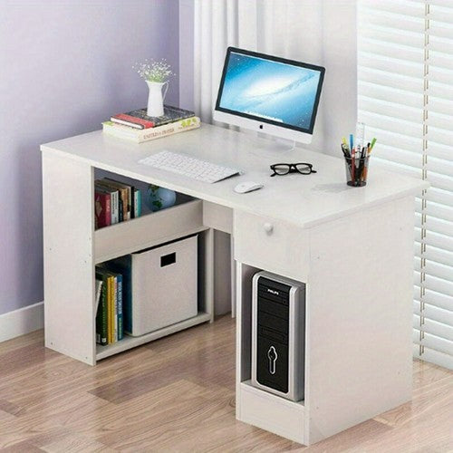 H-Shaped Computer Desk PC Laptop Gaming Table with Bookshelf Bookcase Home UK