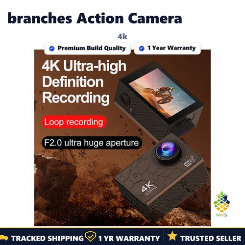 NNS Action Camera 4k Ultra FHD Remote control IP68 sport cam 120° Android iOS