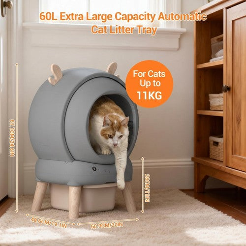 60L Cat Litter Box Anti-Pinch Sensor Odour Isolation Large Enclosed Cat Toilet