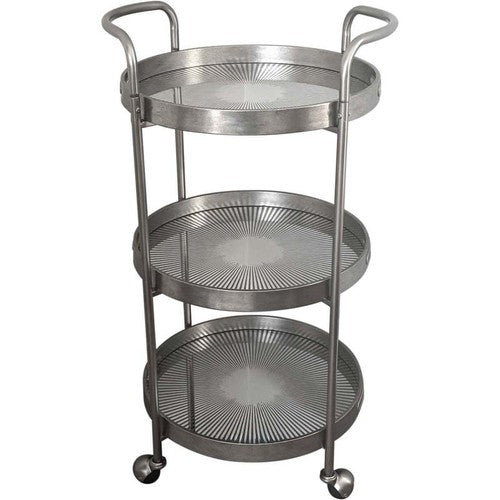 Silver Rustic 3-Tier Serving Trolley Drinks Bar Cart Kitchen Storage Cart UK
