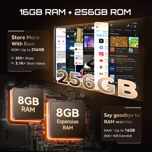 Cubot X100 Android 15 5G Smartphone 6.88 120Hz 16GB 256GB 64MP 5100mAh 33W UK