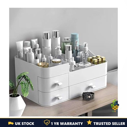 Large 3-Drawer Makeup Organiser White Cosmetic Storage Box Vanity 34.8x22.5cm UK